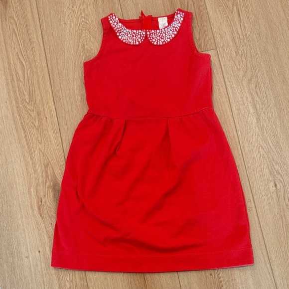 Crewcuts Red Kids Dress with Pearl Collar - Picture 1 of 3